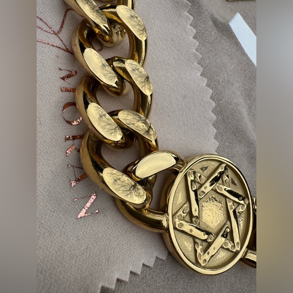 ST. MORAN David 18k GP Star Of David Gold Coin Chain Judaica Necklace - Picture 3 of 9